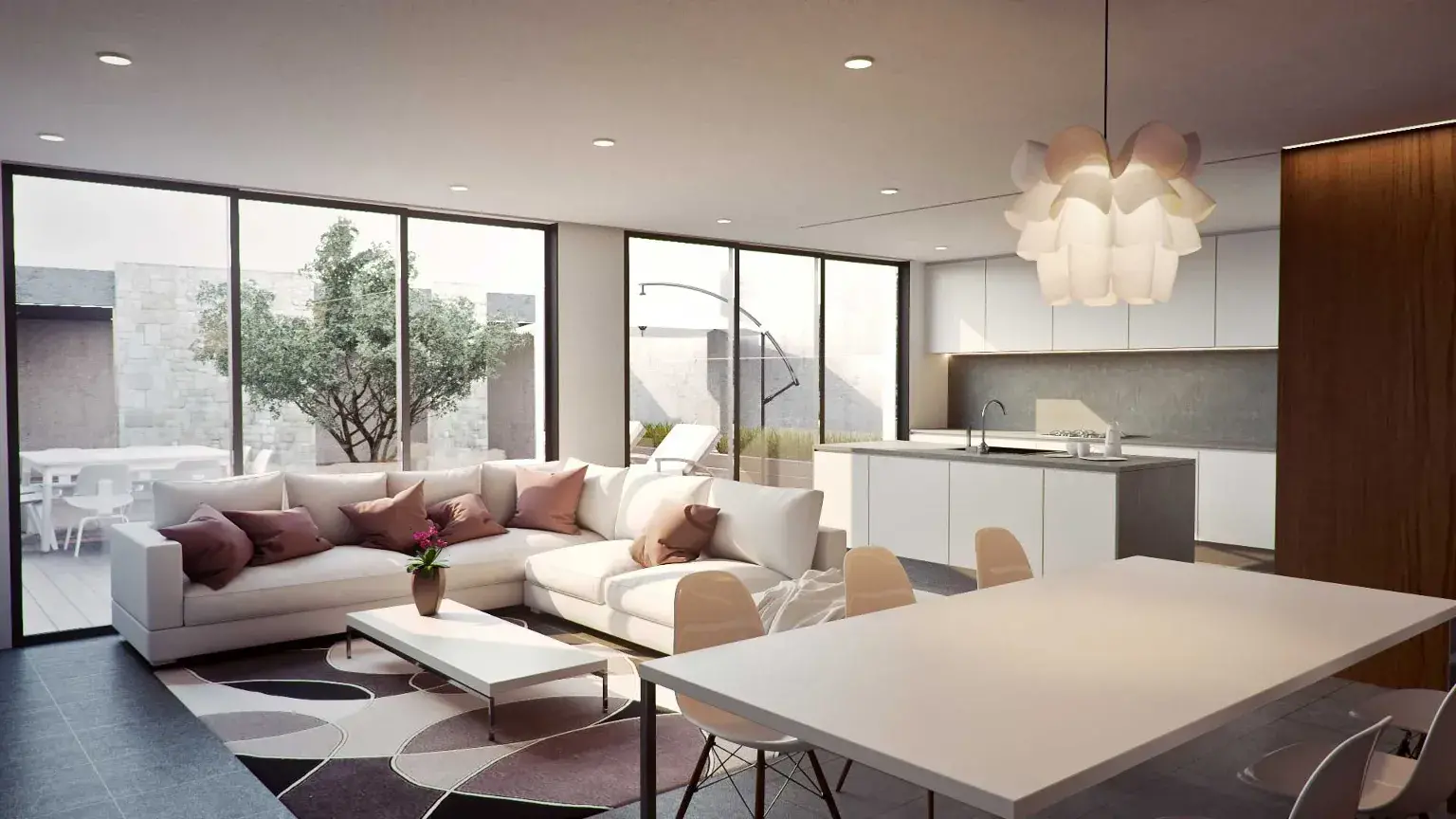 Vivienda con terraza y jardín